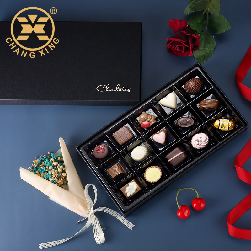 Custom Printed 6/12/18 Grid Chocolate Packaging Box with Gift Bag - 4c Offset Printing & Recyclable Specialty Paper