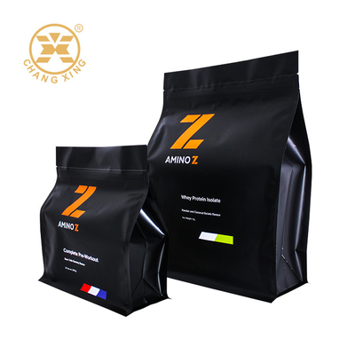 1kg 2kg Flat Bottom Mylar Foil Linered Shake Plastic Whey Protein Powder Packaging Bag dengan Zipper