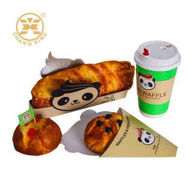 Custom Printed Snack Packaging Set Food Bag Bread Box Beverage Cup Set Untuk Dekorasi Kemasan Makanan