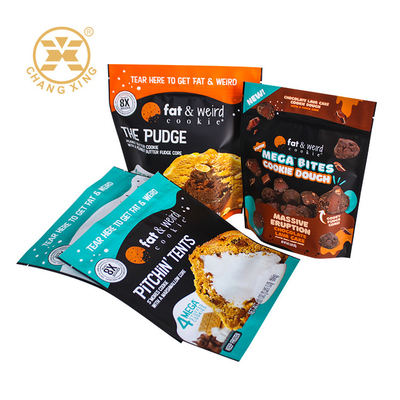 Custom Printed Cookie Stand Up Bag Chocolate Chip Zipper Food Packaging Bag Chocolate Chip Cookie Packing Bag