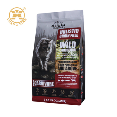 5kg 10kg 15kg 20kg Plastic Ziplock Dog Cat Pet Food Packaging Bag Stand Up Pouch Flat Bottom Bags Untuk Makanan Hewan Peliharaan