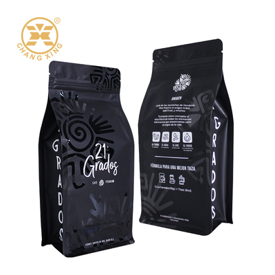 Kelembaban Proof 15oz Kantong Kopi Flat Bottom Stand Up Zipper Bags Cocok Untuk Kopi Biji Teh 250g 500g 1kg