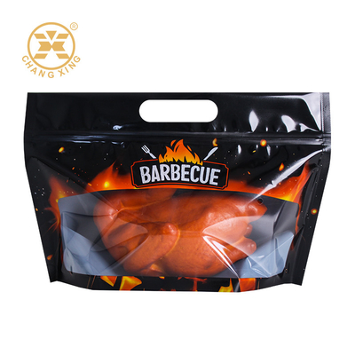 Custom Printed Zipper Plastic Packaging for Rotisserie Hot Grill Ayam Panggang dan Daging Deli Fitur Buktinya Kelembaban