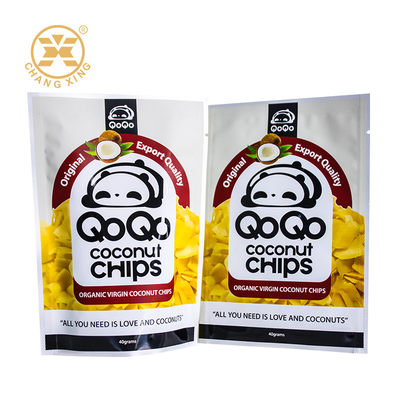Kantong Kemasan Makanan Ringan Logo Kustom Premium Food Grade PET Berdiri Ritsleting Gravure Dicetak Untuk Kacang Mete Keripik Kelapa