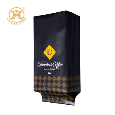 Kantong Kemasan Biji Kopi Gusset Samping Foil Aluminium Matt Cetak Kustom Kantong Kopi Berdiri Kantong Resleting Tahan Lembab Kustom