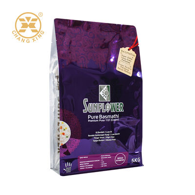 Kantong kemasan beras Basmati Plastik yang dapat ditutup kembali Kantong Kunci Zip Printed Kantong beras 5kg