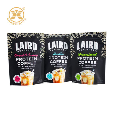 Kantong Kemasan Kopi Stand-Up Kustom Kantong Bubuk Protein Plastik Tahan Lembab Kantong Kopi Segel Panas