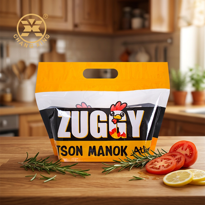 Grosir tas ayam cetak kustom lechon manok pemasok kemasan OEM kantong plastik untuk kemasan ayam panggang