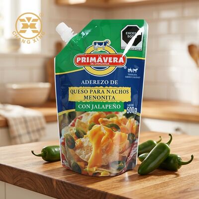 Kantong Berdiri yang Dapat Disesuaikan Food Grade dengan Cetakan Gravure untuk Kemasan Saus dan Minuman