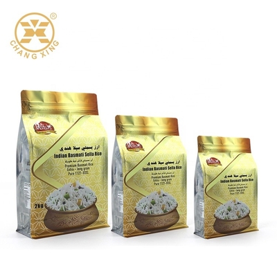 5kg Rice Packaging Zip Lock Bags Flat Bottom Bag dengan UV Vanish