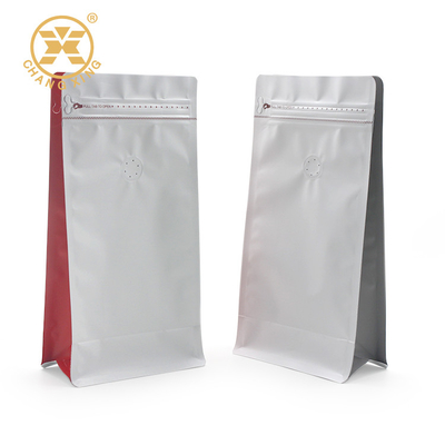 Tas Kopi Aluminium VMPET Bawah Datar 250g BOPP Zip Lock Pouch Untuk Makanan