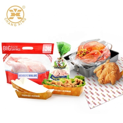 Take Out Food Transparan Roast Chicken Packaging Kantong nilon tahan panas dengan ritsleting