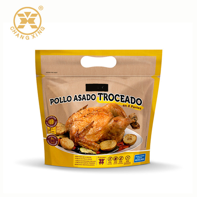 100 200 Mikron Kemasan Ayam Panggang Rotisserie Panggang Kantong Kemasan Makanan 1kg Dengan Ritsleting